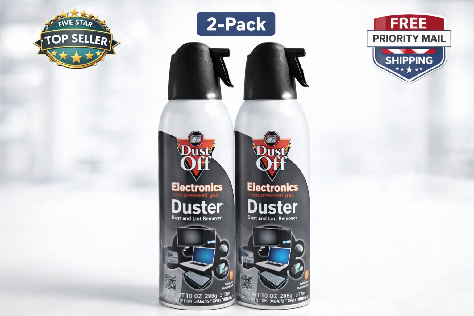Dust-Off Electronics Compressed Air Duster by Falcon 10 oz – 2 Pack