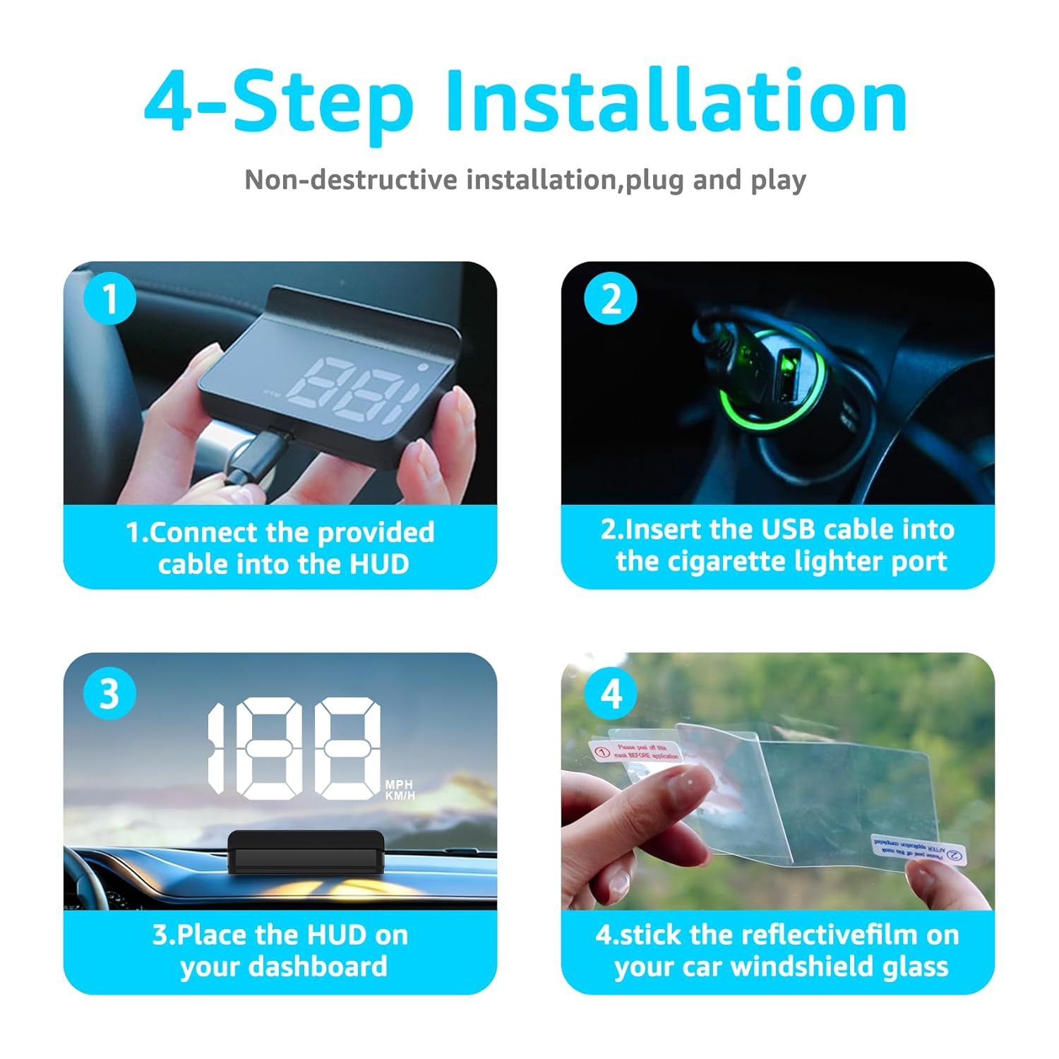 Heads up Display for Cars,Car Hud,Head up Display for Car,Digital GPS HUD Speedo