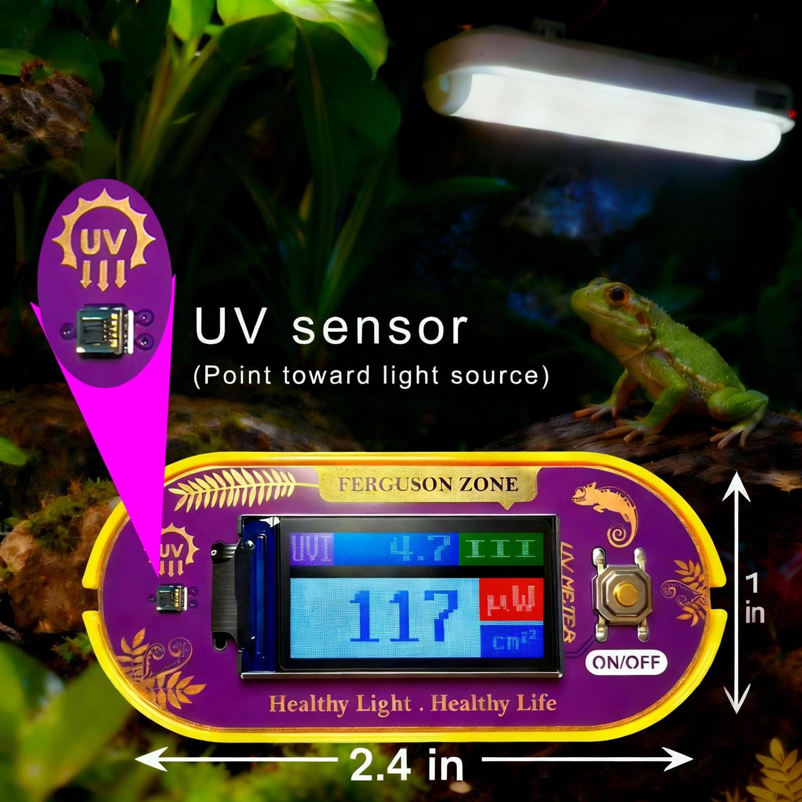 ClariVora Reptile UVB UVA Light Meter for Bearded Dragon Tank Yellow