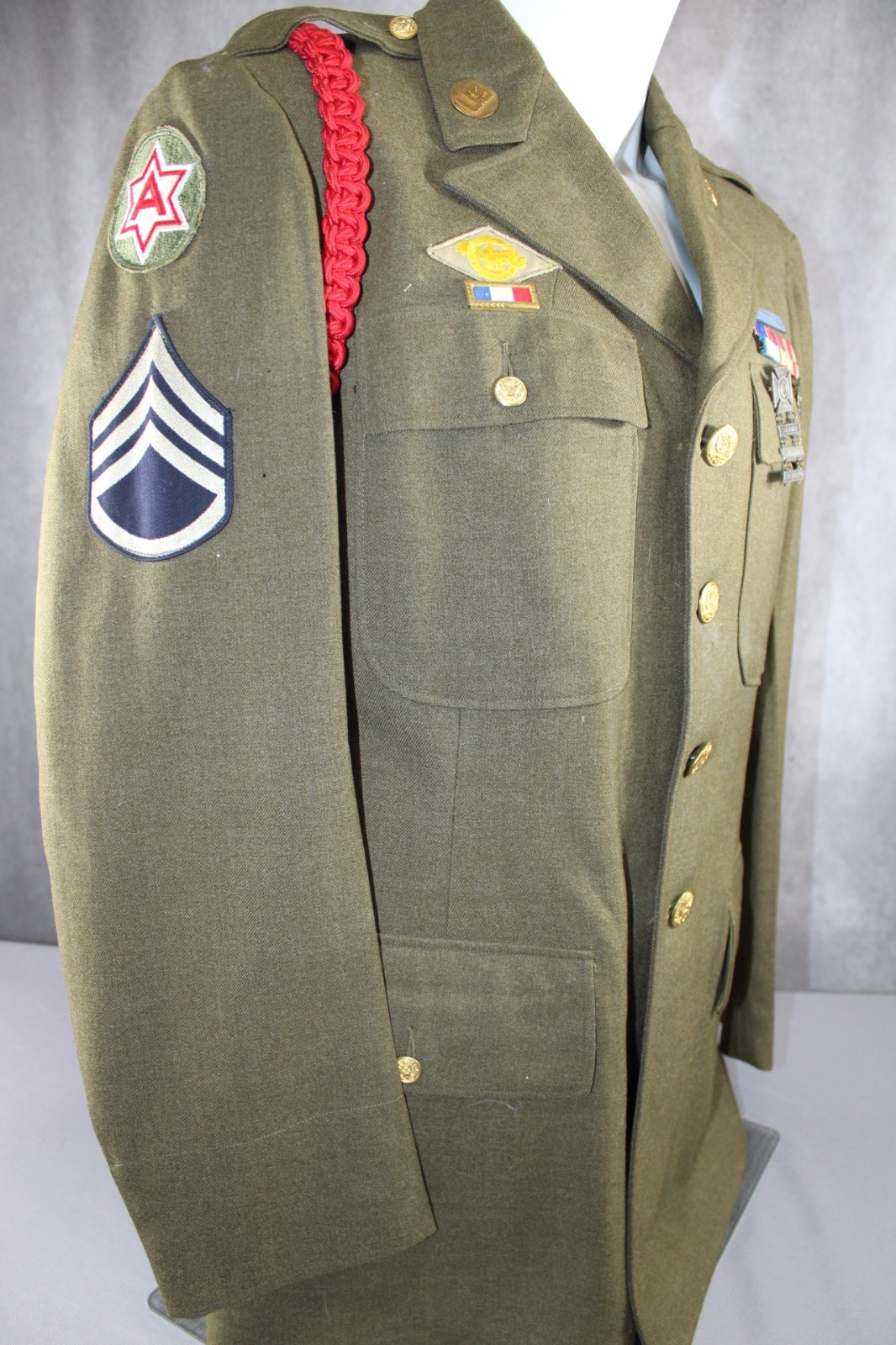 WWII US Army Uniform Tunic Jacket Pacific Command and 6th Army Patch DSC Ribbon