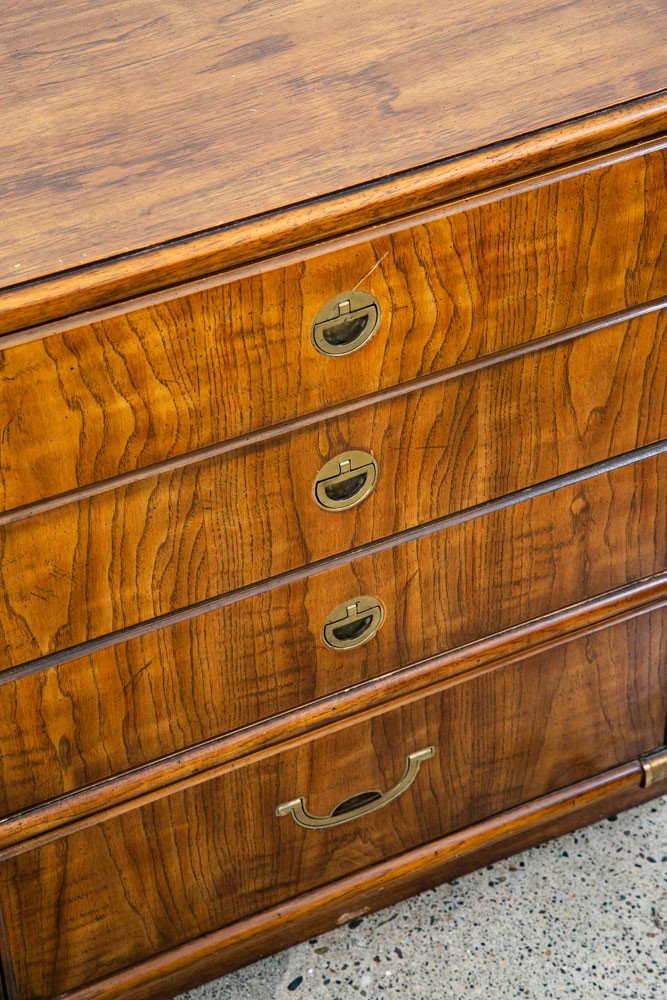 Mid Century Modern Credenza Dresser Drexel 6 Drawer Brass Handles Accolade Mcm