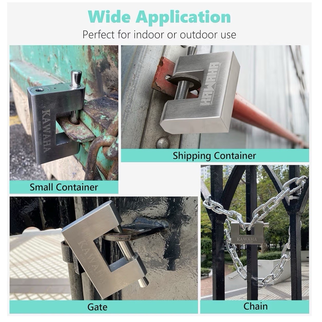 71/80-4PS Stainless Steel D Padlock w/ SS Keys, 3-1/8”, Keyed Alike, 4-Pack