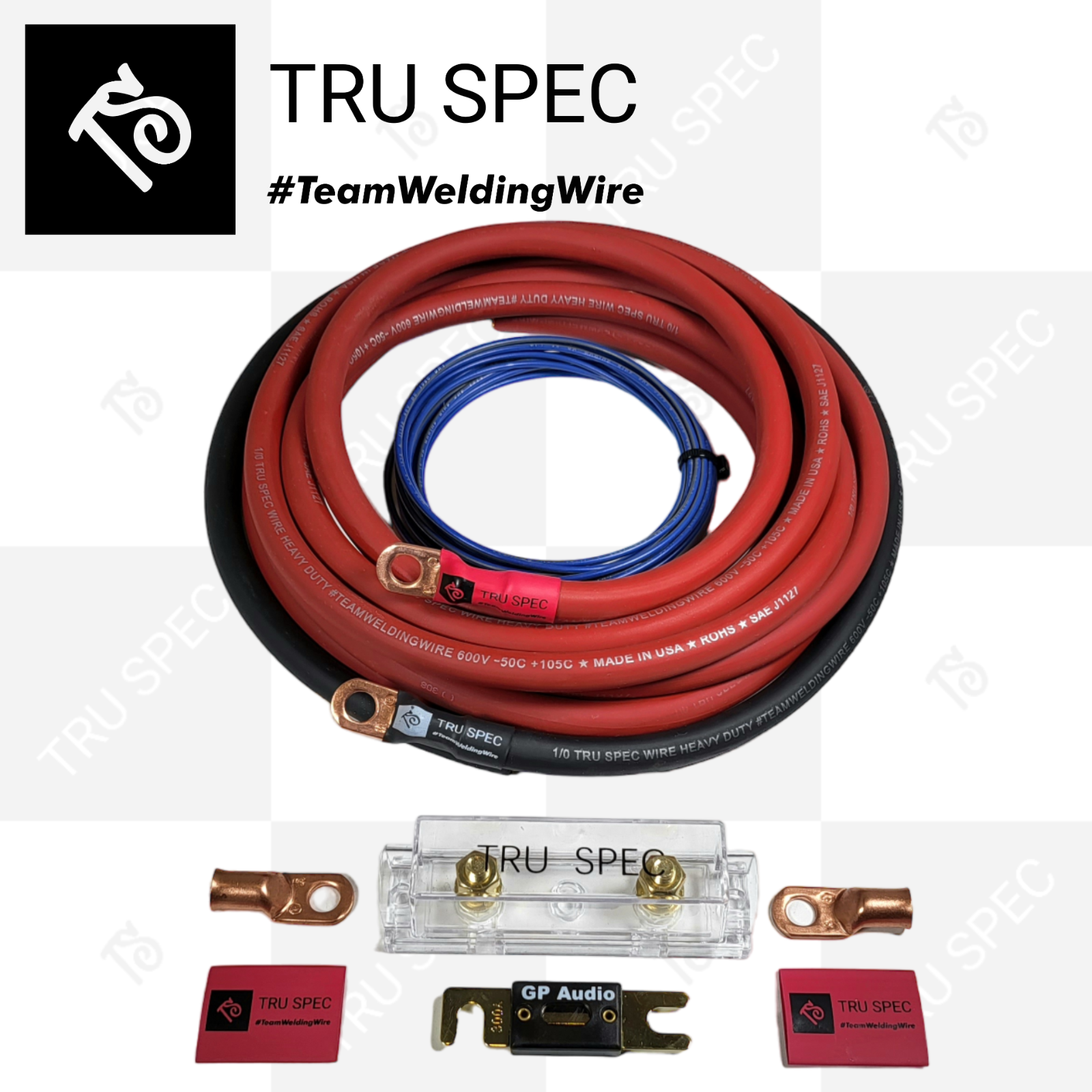 1/0 AWG GAUGE TRU SPEC OFC PURE COPPER AMP INSTALL WIRING KIT RED BLACK WIRE