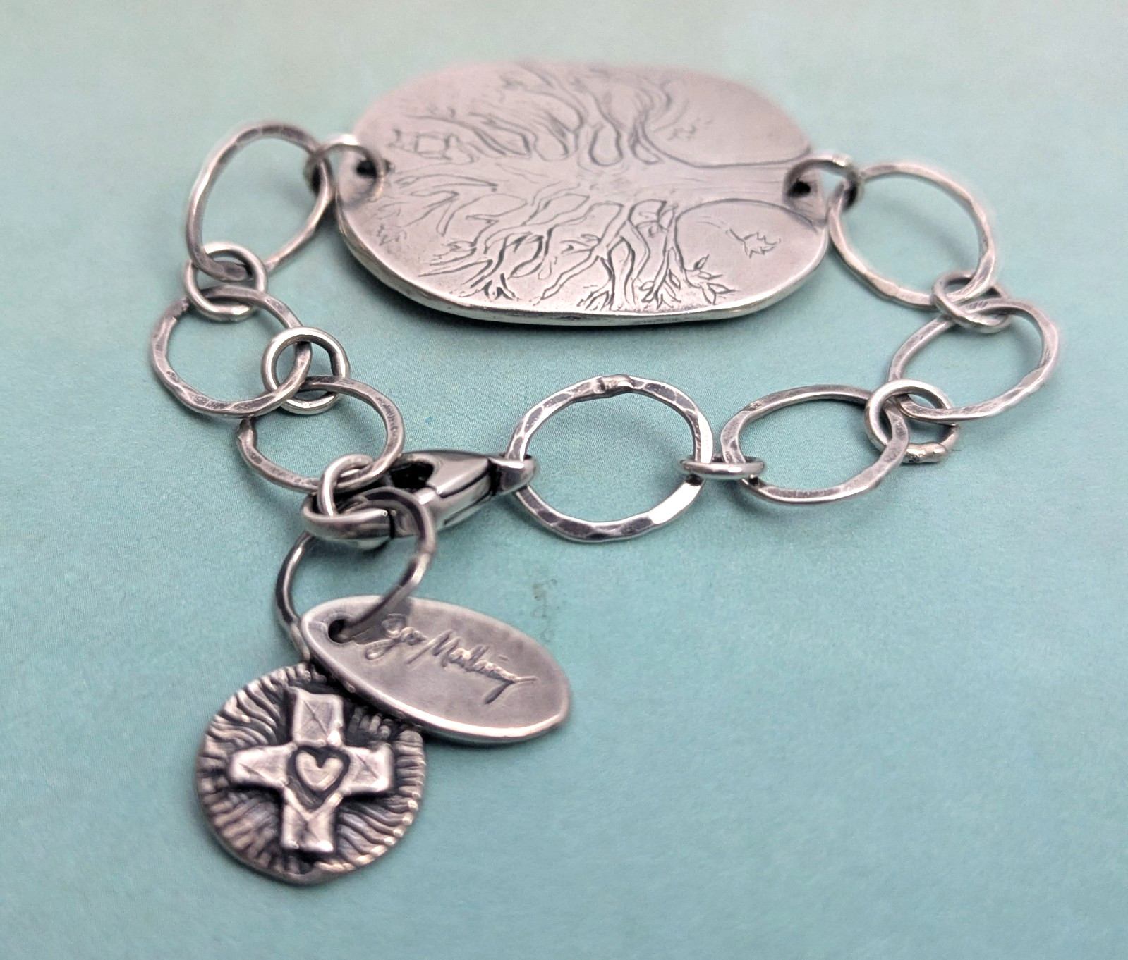 Jes MaHarry Necklace Bracelet Set Stand Strong Tree Of Life Sterling Silver