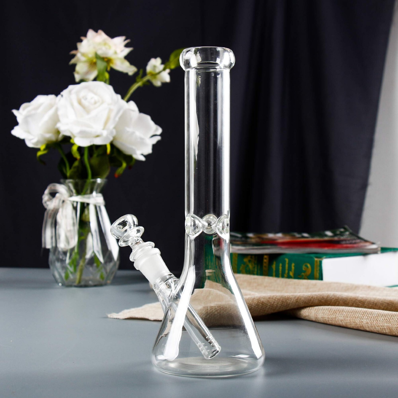 10 inch Heavy Glass Bong Water Pipe Smoking Bong Beaker + 14mm Bowl hookah USA