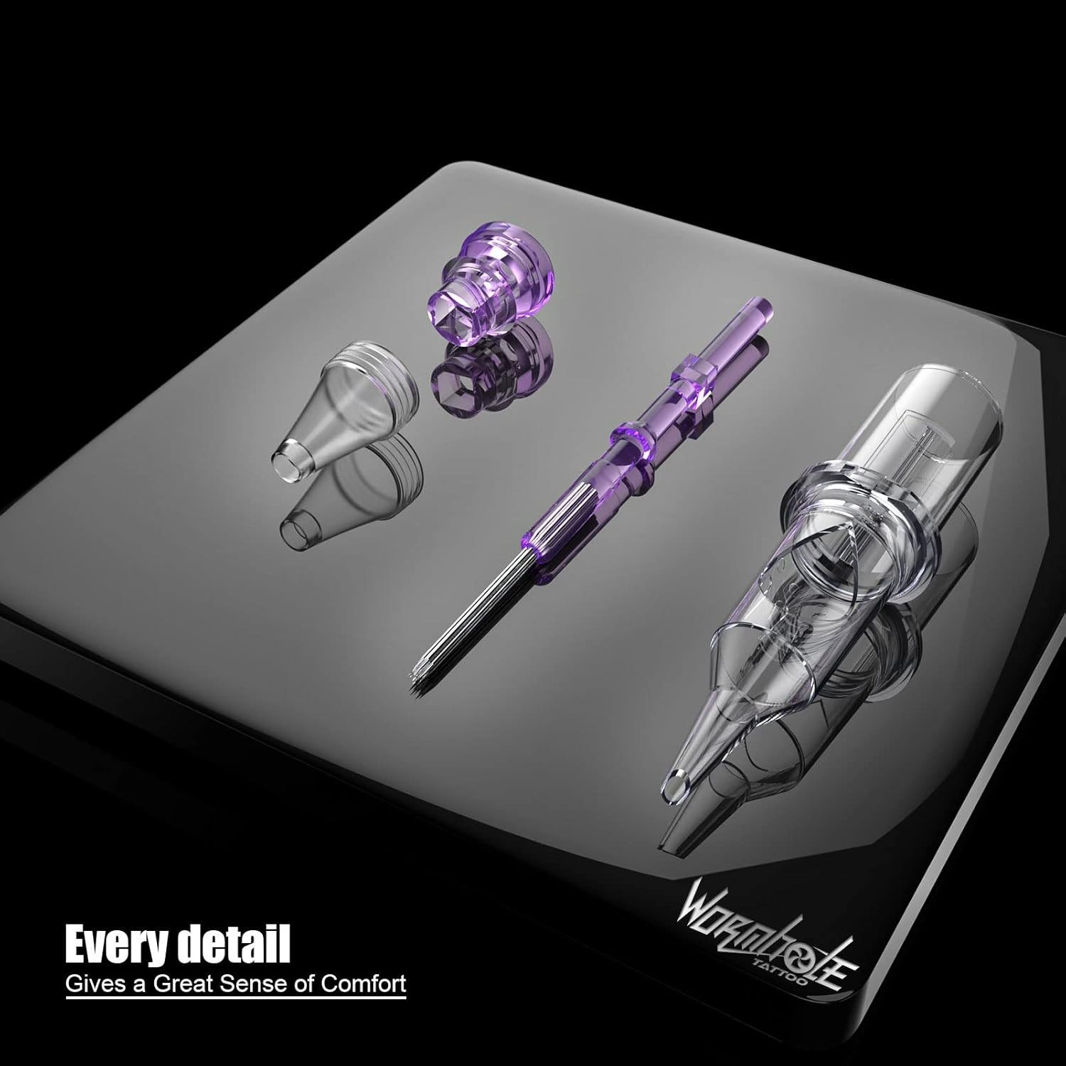 Wormhole Tattoo Cartridge Needles, 20Pcs Mixed Sizes 3RL 5RL 5RM 7RM Disposable