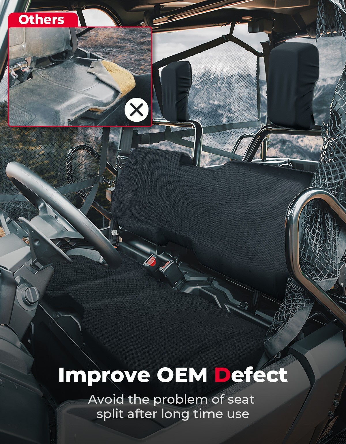 KEMIMOTO 1680D UTV Seat Cover Dust Cover for Honda Pioneer 700 / 700-4 2014-2024