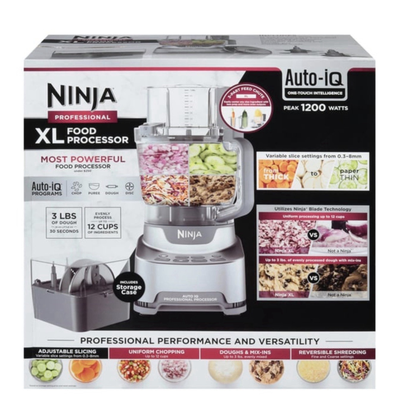 Ninja Professional XL Food Processor 1200W Auto-iQ 12 Cup Chop Slice Shred