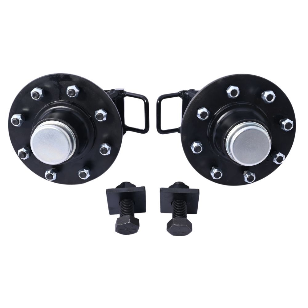 Pair 8 x 6.5 Lug 9000LB Shipping Container Wheels, Bolt-on Spindle Kit