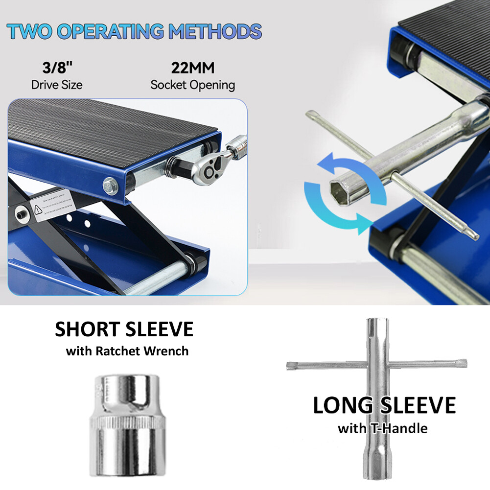 Heavy Duty Motorcycle 1100lb Scissor Jack Lift Wide Deck Hoist Stand ATV Bike BL