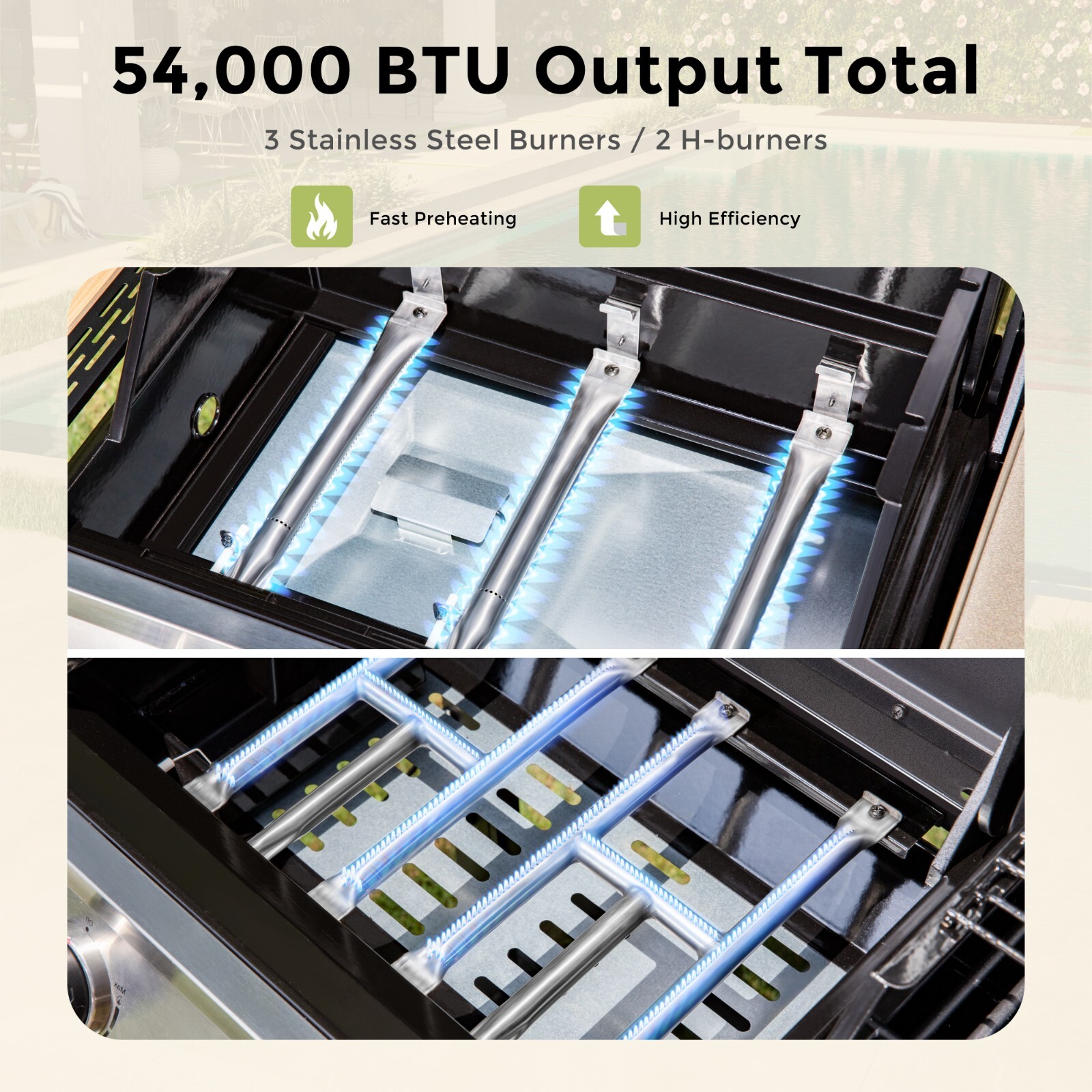 5-Burner Propane Gas Griddle Frying Combo Stainless Steel Outdoor BBQ Grill