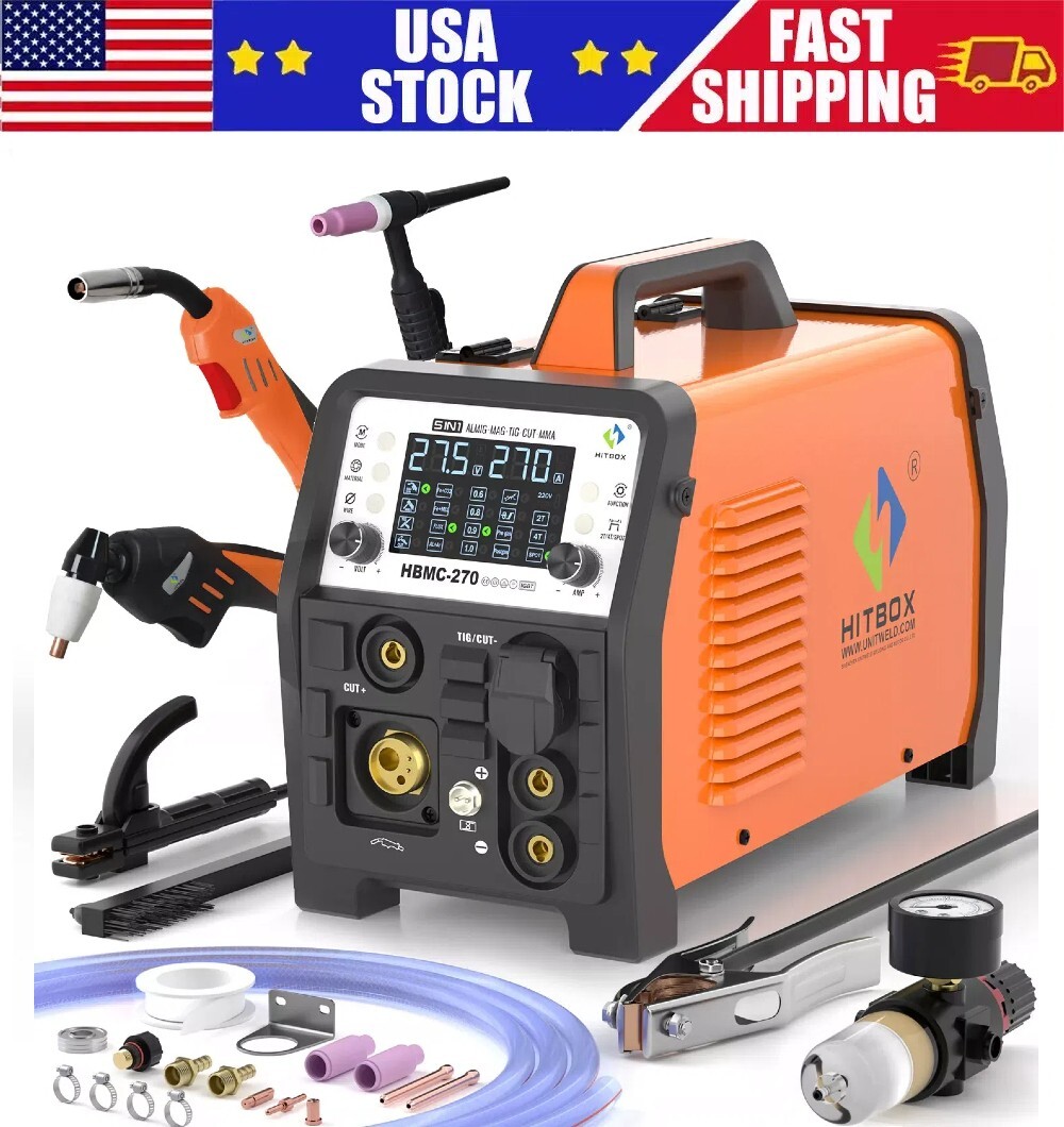 200A Aluminum Welder Plasma Cutter - 6-in-1 MIG/Stick/TIG Gas/Gasless Household