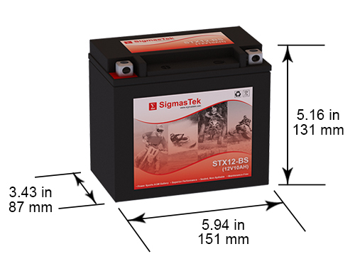 Replacement Battery Compatible with YTX12-BS High Performance - Maintenance Free