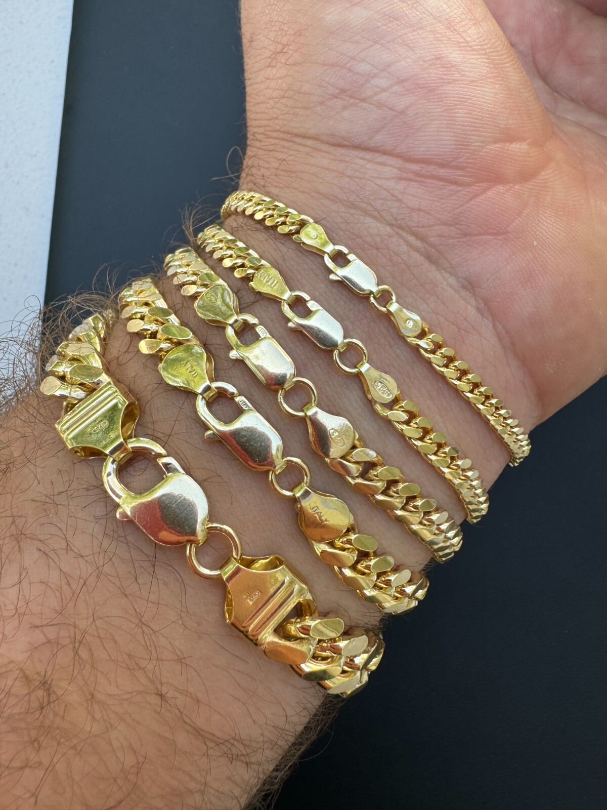 Mens Real Solid 14k Gold Vermeil 925 Silver Miami Cuban Bracelet 4-10mm 6.5-9"