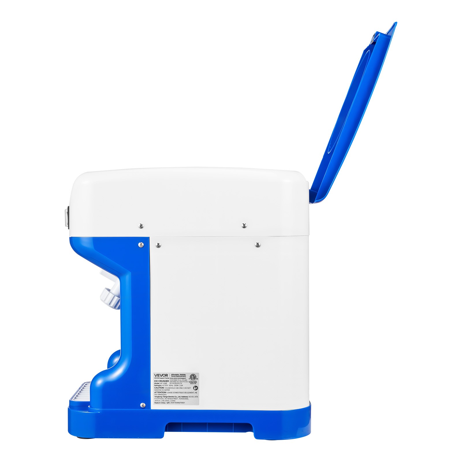 VEVOR Commercial Ice Shaver 286LBS/H Electric Snow Cone Maker Ice Crusher Blue