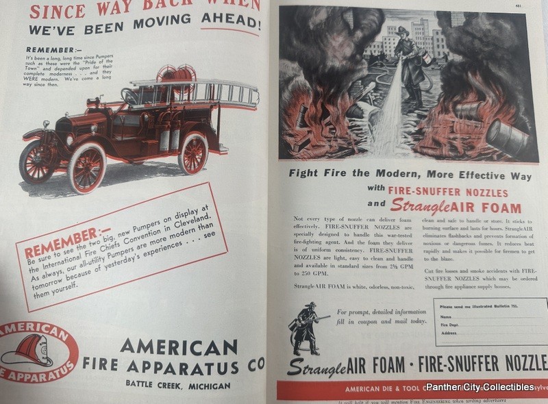 1930s 1940s Lot (5) Magazine Fire Engineering Firefighters Trucks Advertising +