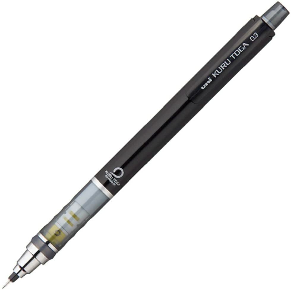 Uni KURU TOGA  .3mm Mechanical Pencil ( BLACK )  "Maintain the Sharper Edge"