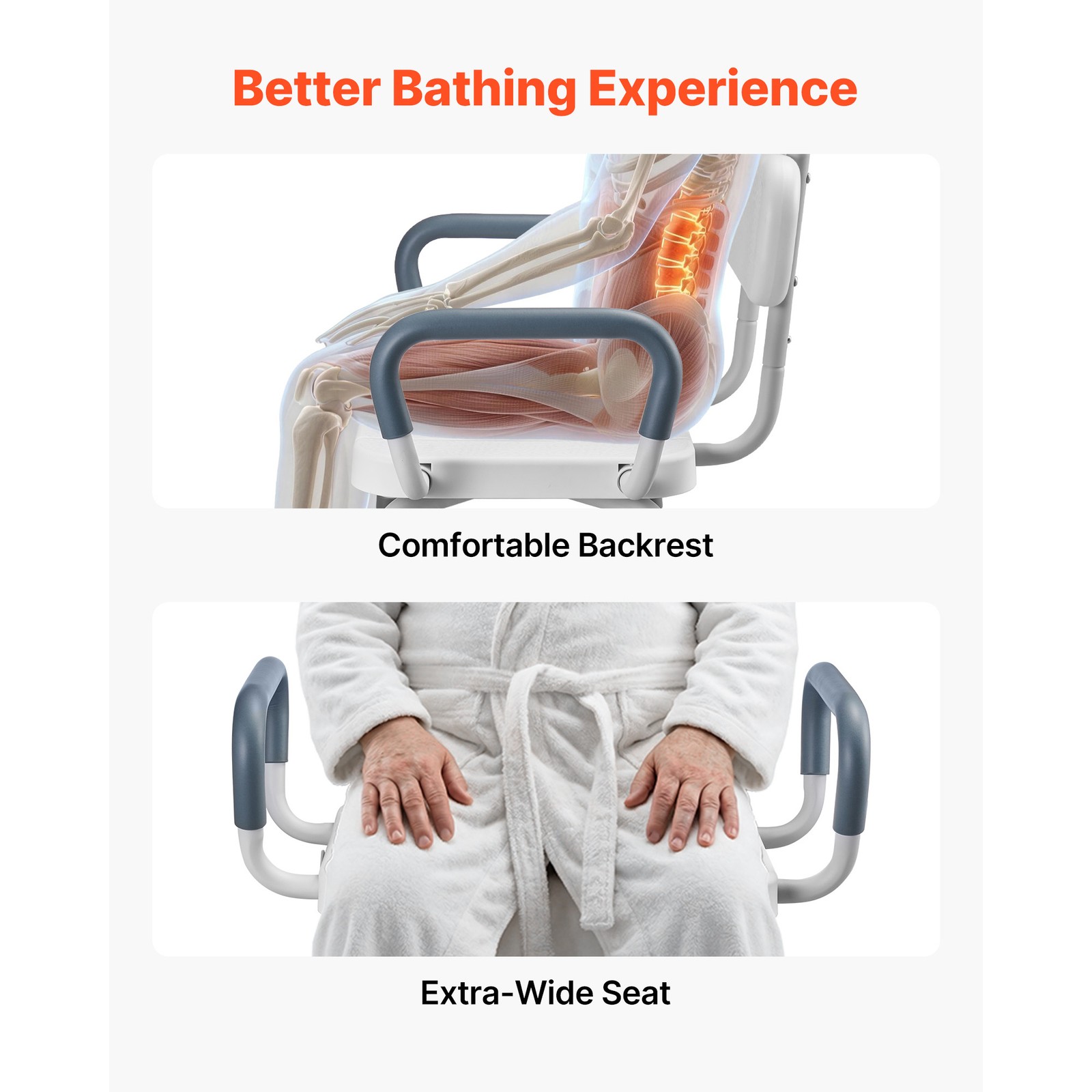 Uimoso Swivel Shower Chair with Arms and Back, Heavy Duty