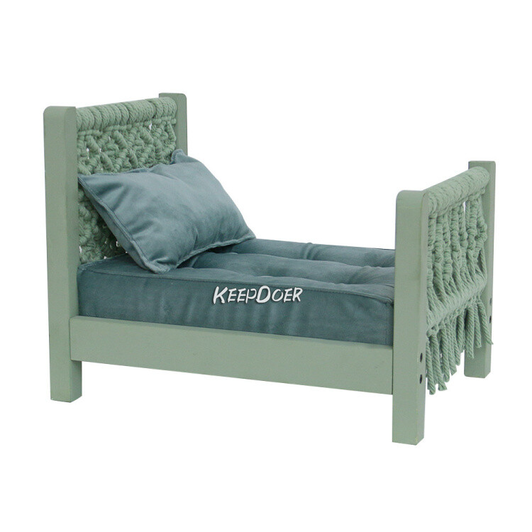 Newborn Baby Photography Prop Wood Bed Woven Knit Kids Cot Mat Mattress Cushion