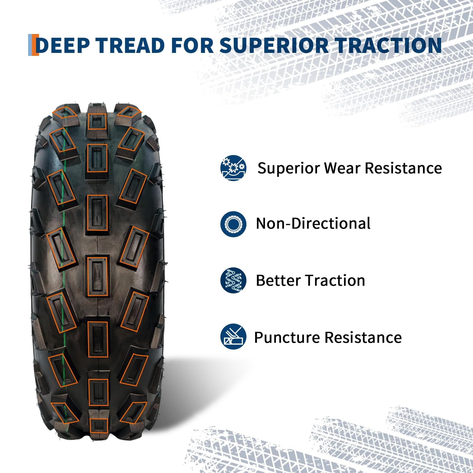 Set of 2 22x7-10 ATV/UTV Tires All Terrain 22x7x10 6Ply Tubeless Tires Tyres US