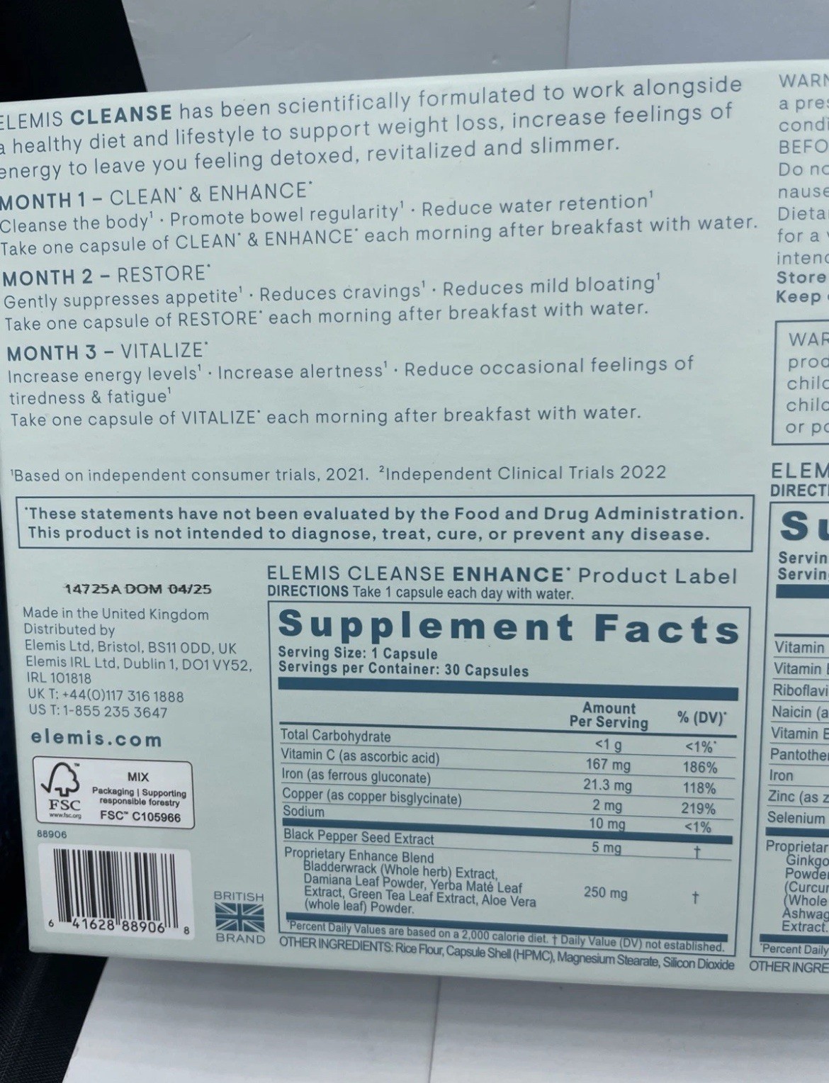 Elemis CLEANSE 90 Day Body Performance System Dietary Supplement Expires 2028