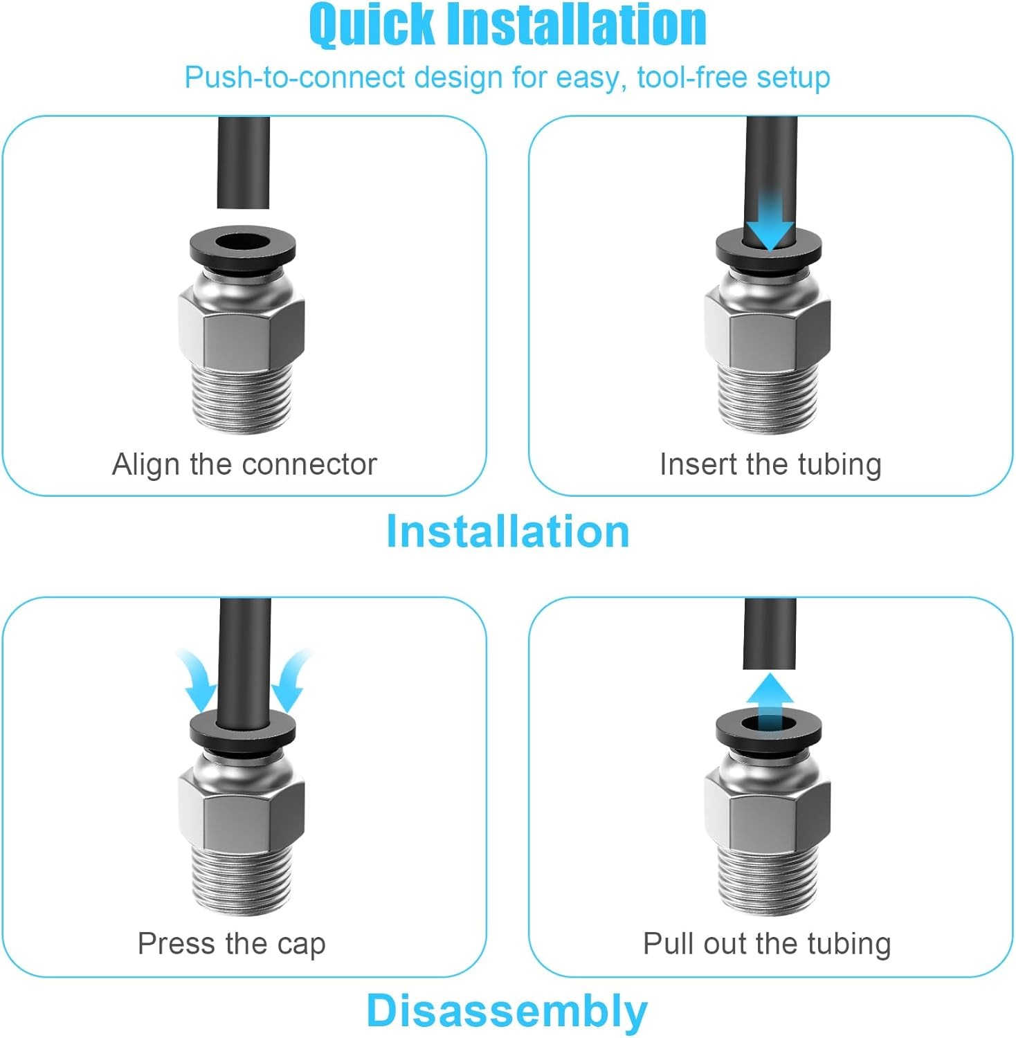 10PCS Premium PC4-M10 Pneumatic Quick Connector Fittings, Bowden Tube...