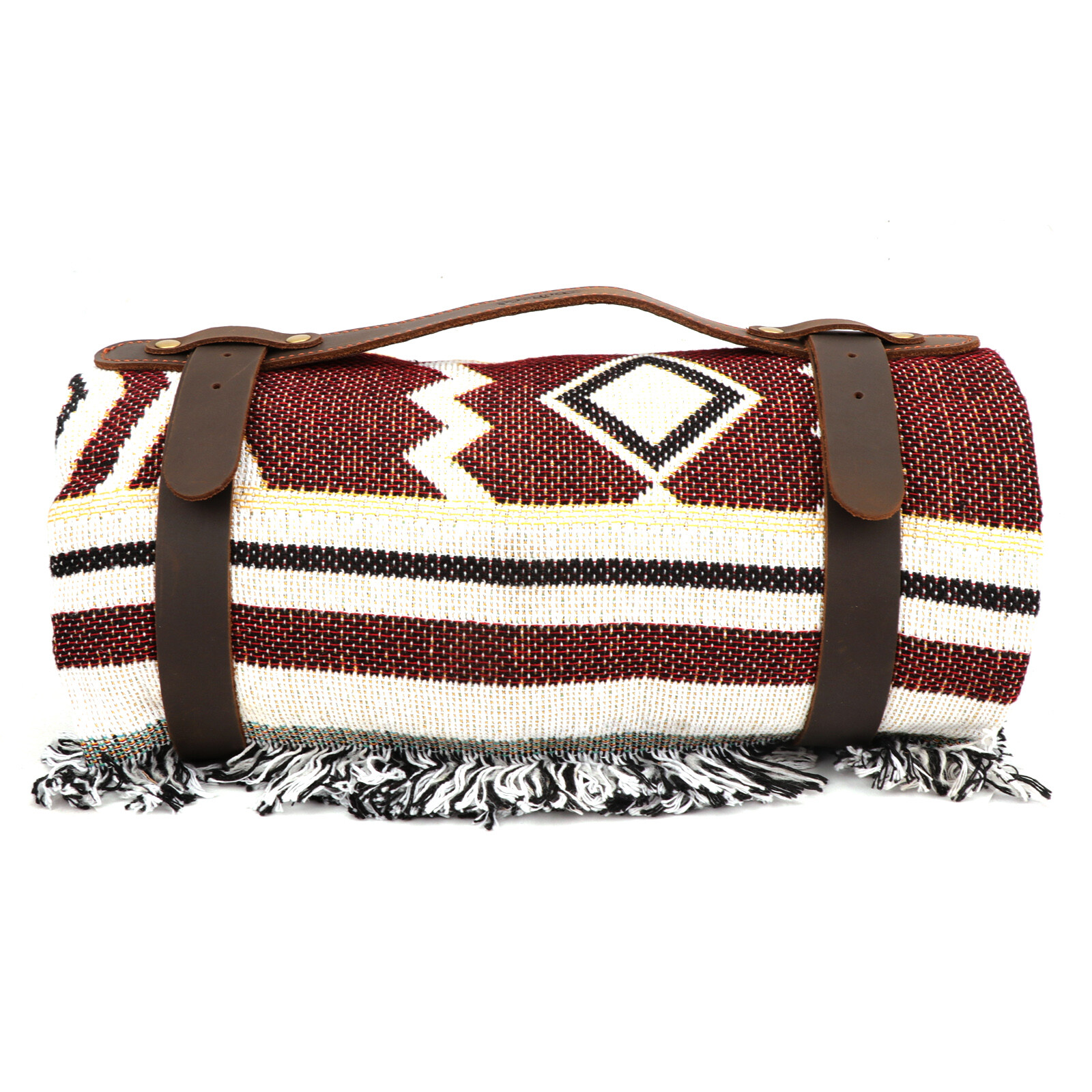 Tourbon Leather Picnic Blanket Carry Handle Camp/Trip Motorcycle Bedroll Strap🔥