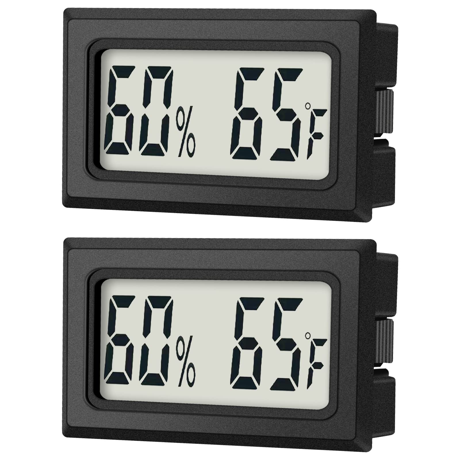 Mini Digital Thermometer 2-Pack Hygrometer 1.89 * 1.14 * 0.62 IN, black