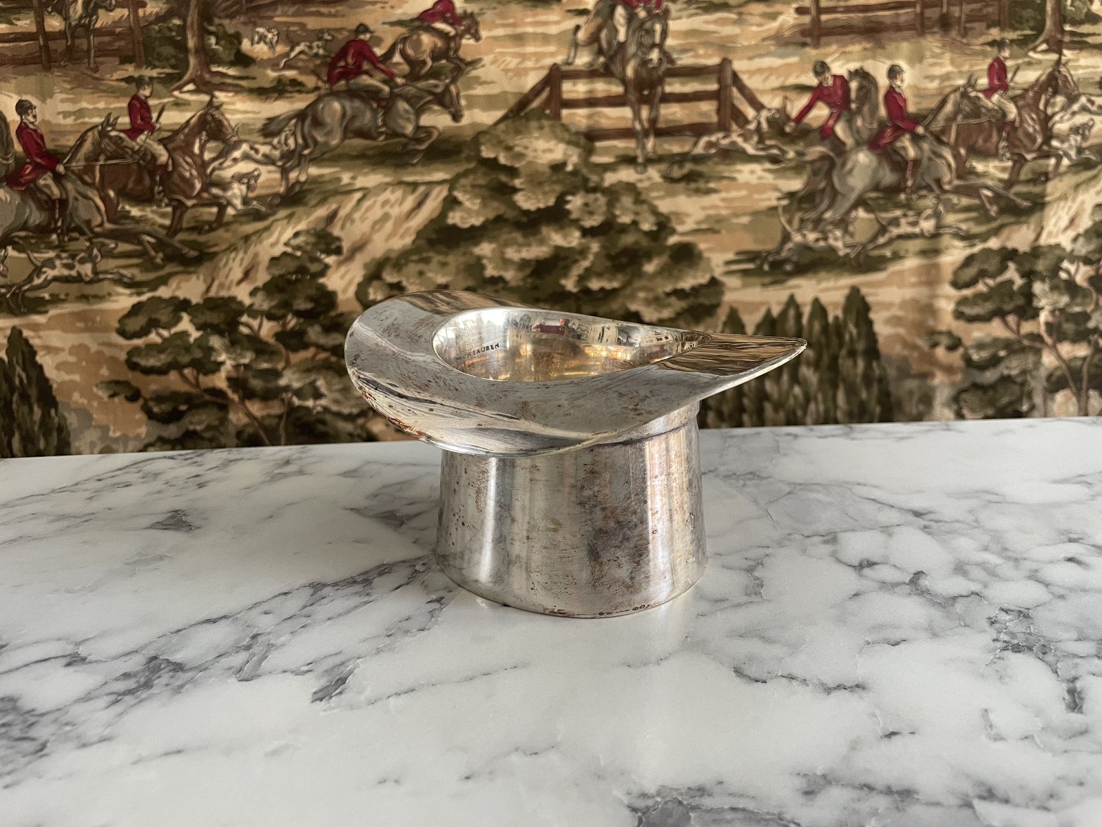 RARE RALPH LAUREN SILVERPLATE BALMORAL FINLEY TOP HAT NUT BOWL TRAY DECANTER