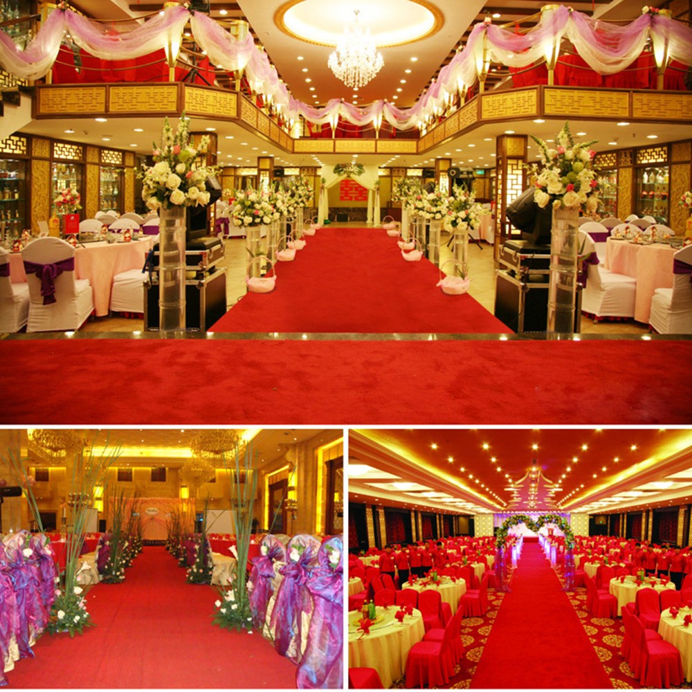 Red Wedding Aisle Runner Floor Carpet 3.3x16.4ft/39.4ft for Ceremony Banquet