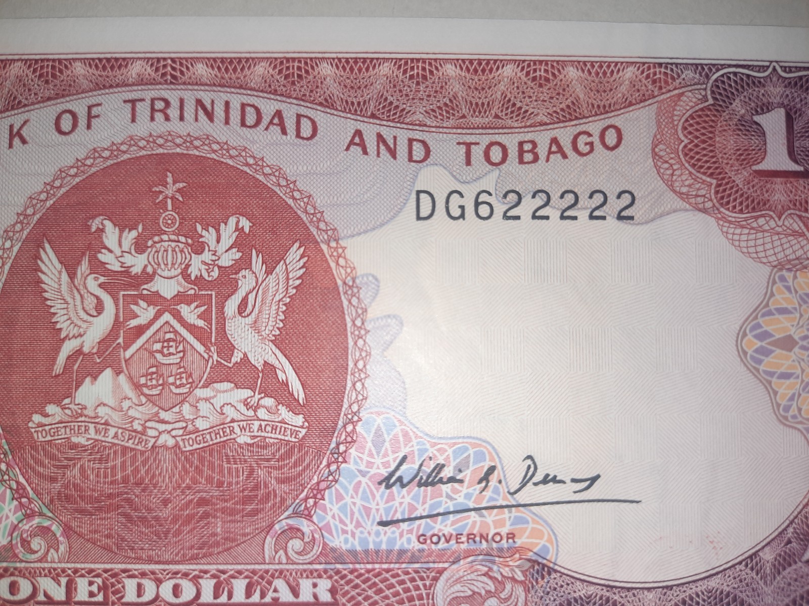 Trinidad and Tobago 1 Dollar P36b Fancy serial number * 22222 P.36b "Demas"