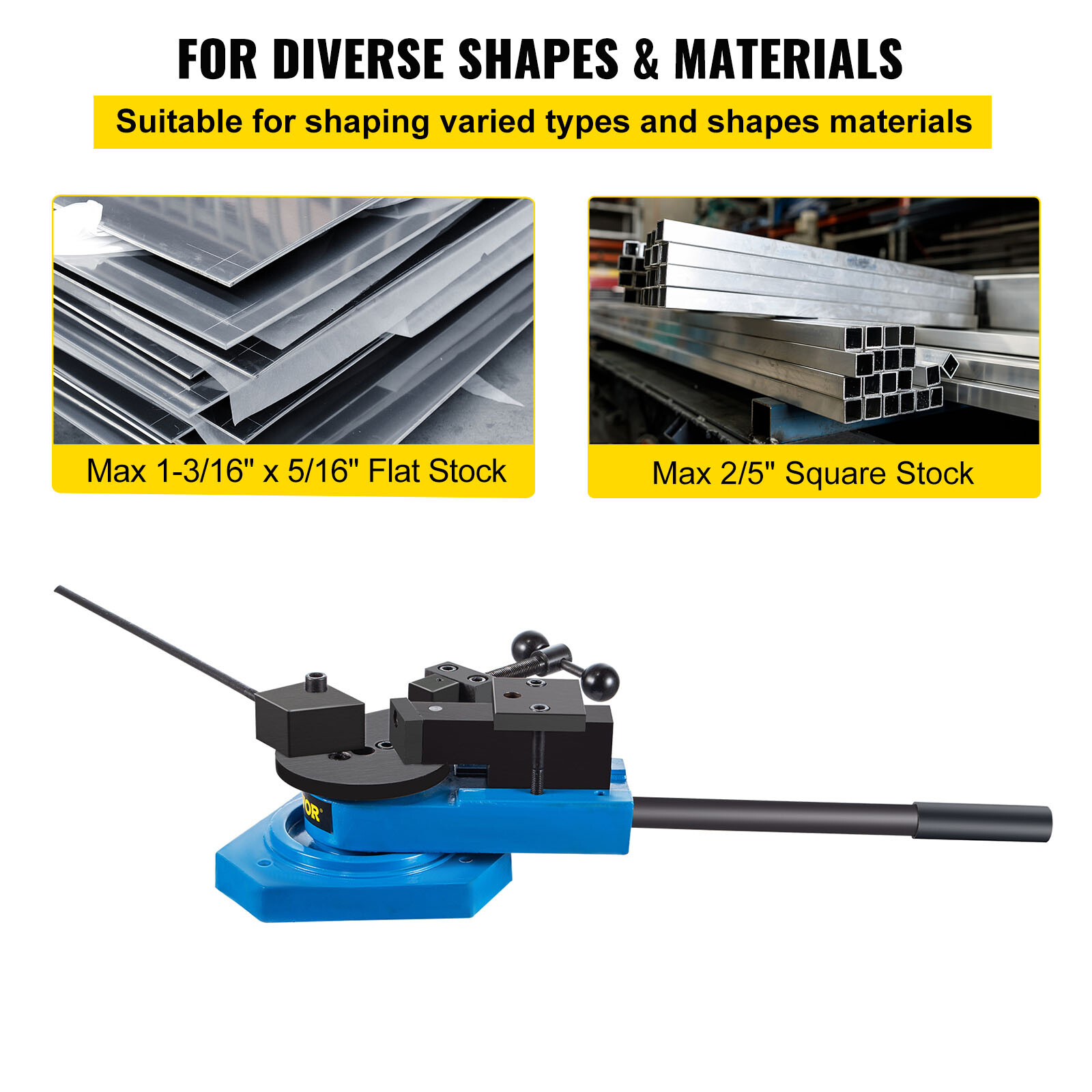 VEVOR SBG-40 Pipe Bender Square Round Bar Radius Scroll Tube Bender Universal