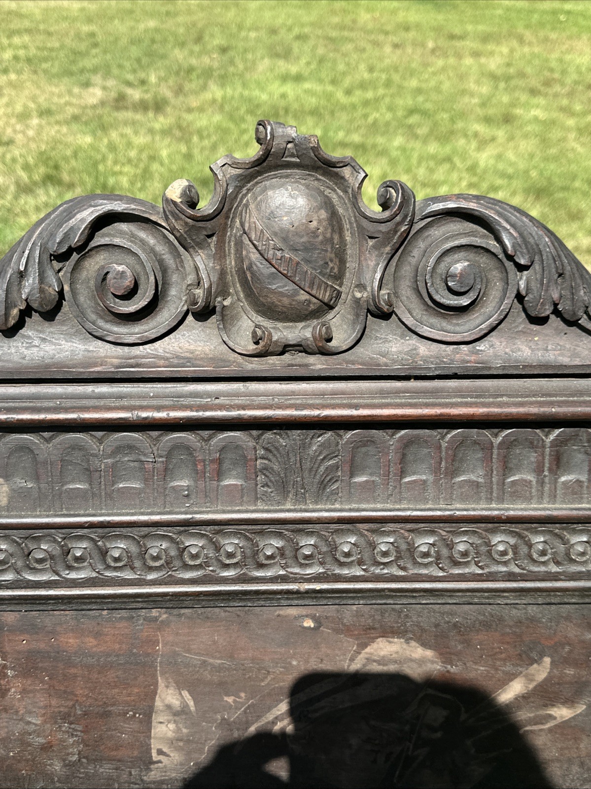 ANTIQUE WOODEN NEOCLASSICAL CARVED BIBLE STAND CARYATID FIGURE~FOLIATE MOTIFS~