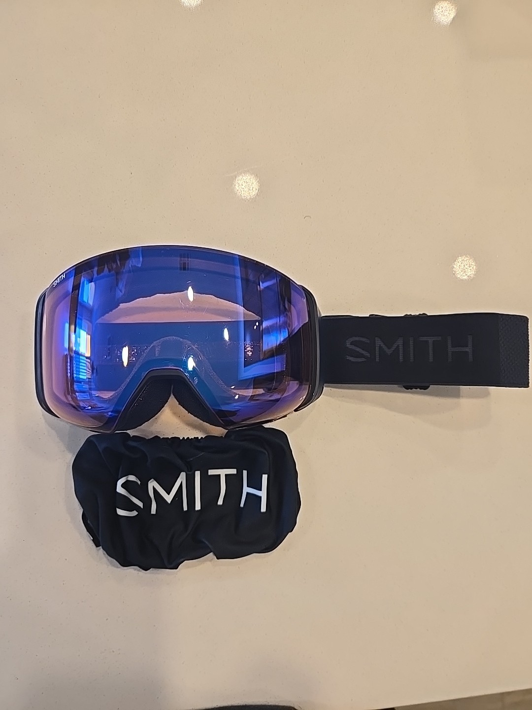 Smith 4D Mag Navy Goggles Chromapop Storm Rose Flash Lens Used Ski