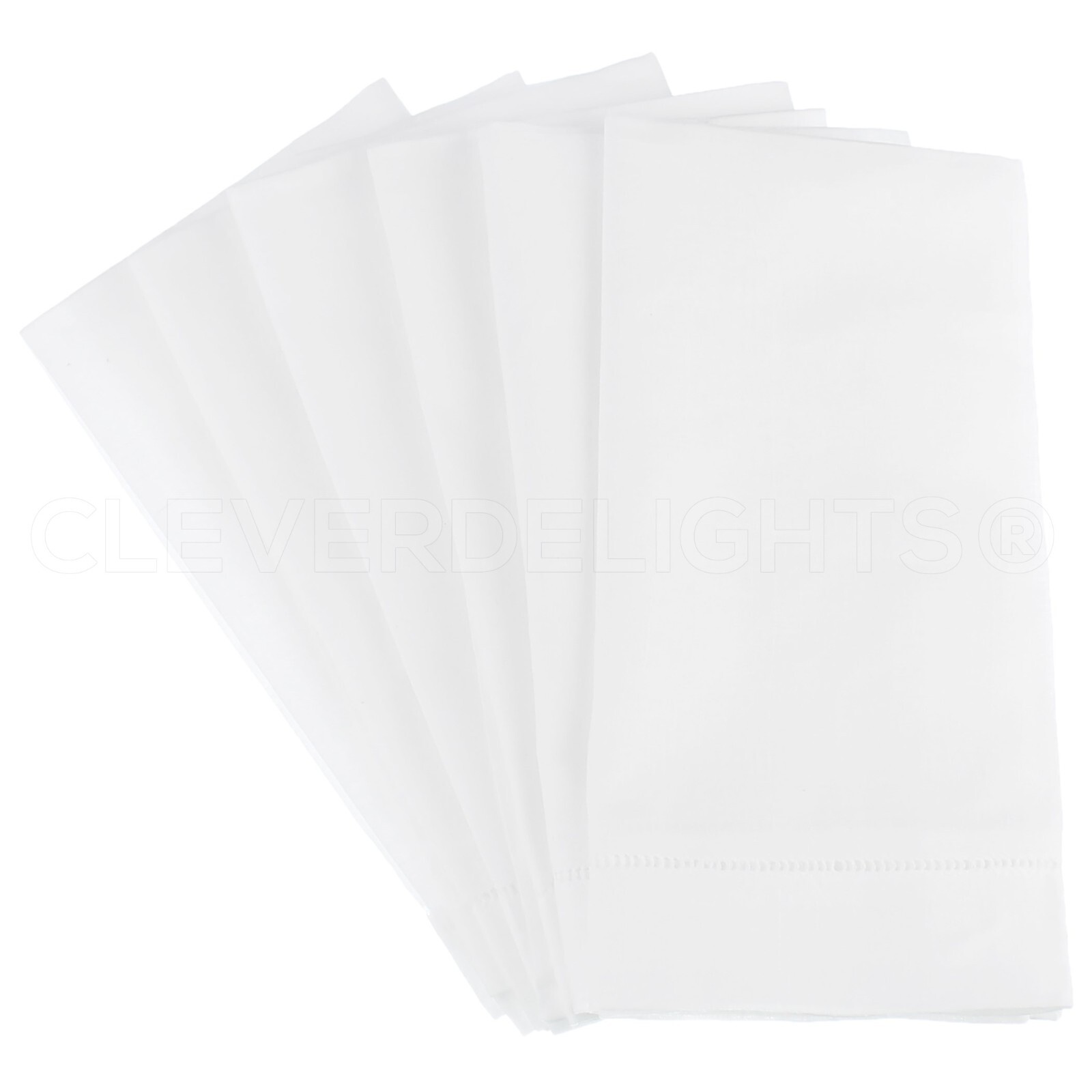 20" Hemstitch Dinner Napkins - 55% Linen / 45% Cotton - White - Embroidery Blank