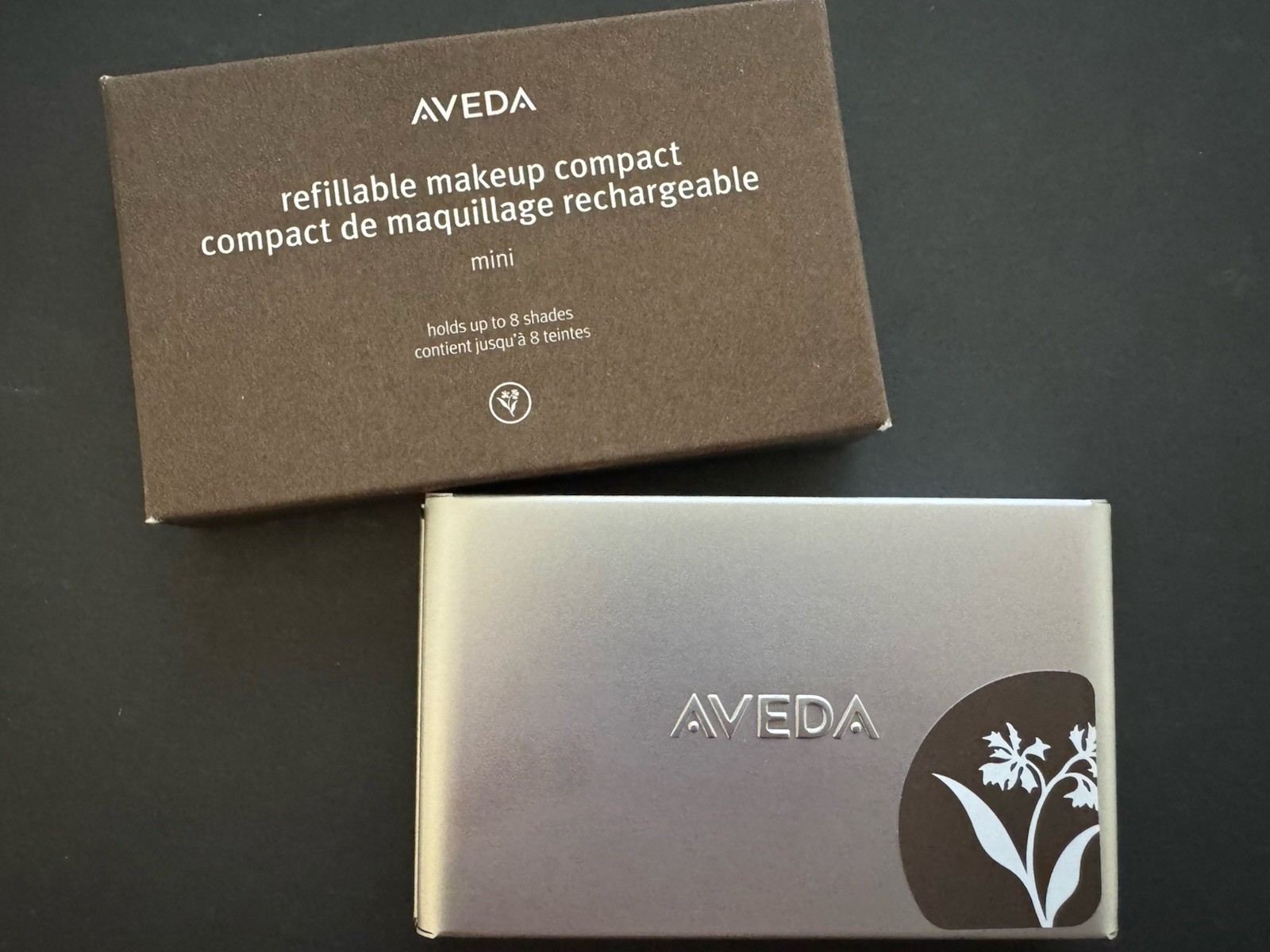 Aveda Refillable Makeup Compact Mini - Holds UpTo 8 Shades silver metal magnetic