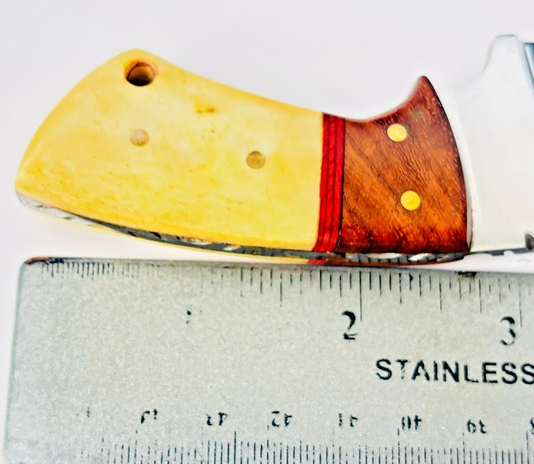 Small Skinning Knife Mirror Finished Blade 6" Fixed Blade Knife & Leather Sheath