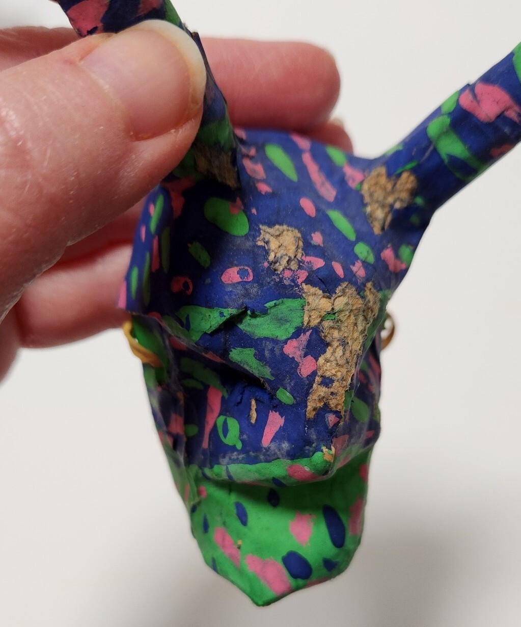 Vintage Artist Made Hand Made Paper Mache Mask Mexico Folk Art