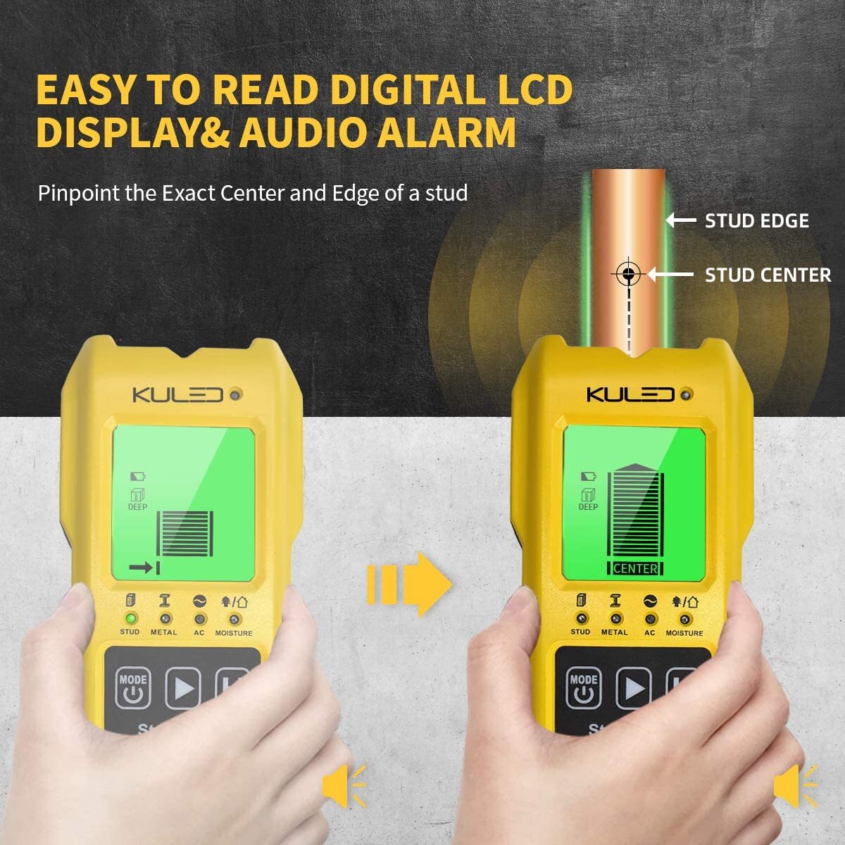 7 In 1 Stud Finder，Multi-Function Wall Stud Sensor Detector LCD Moisture Meter