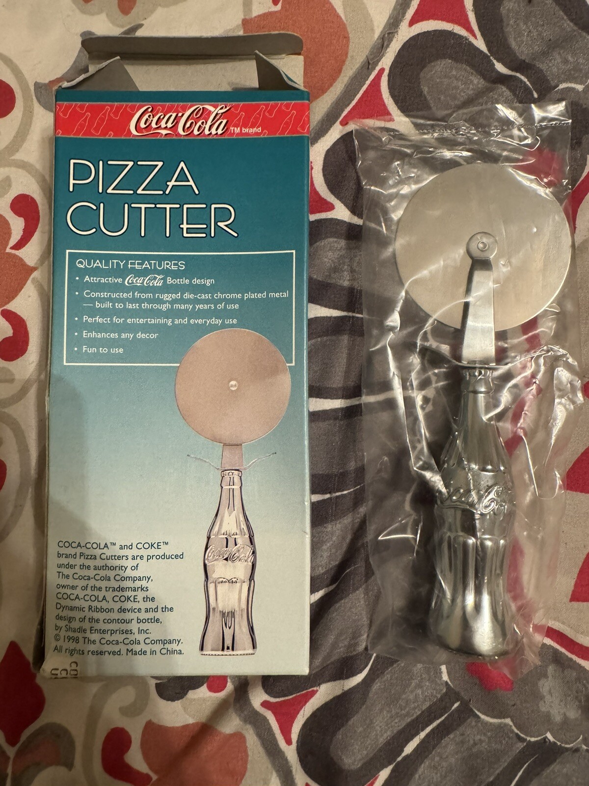 Coca-Cola Pizza Cutter Vintage 1998 Chrome Plated Metal 7-3/8", Diner Collection