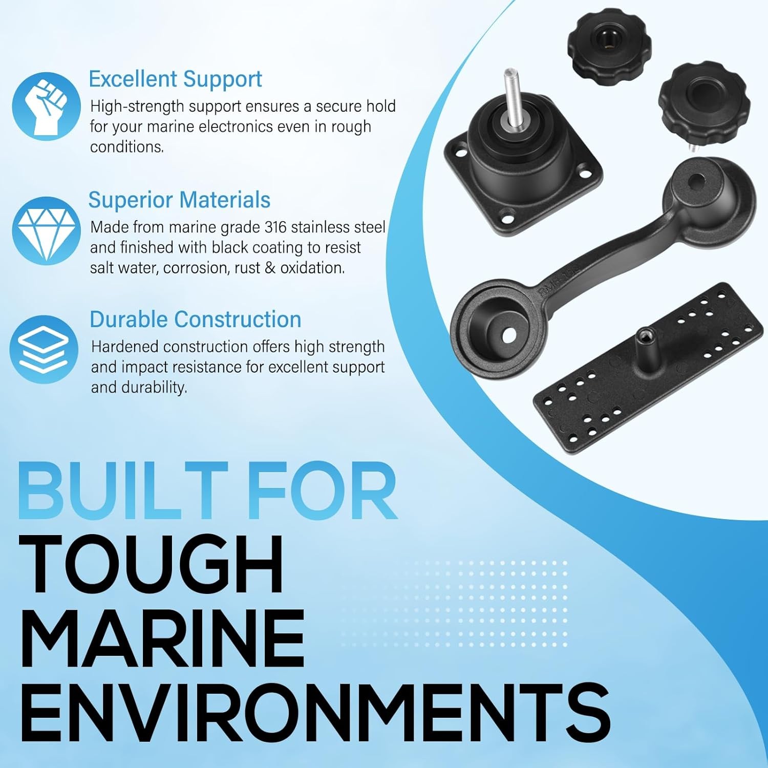 6" Swing Arm Mount Fishfinder & Chartplotter Bracket 360° for Garmin, Lowrance