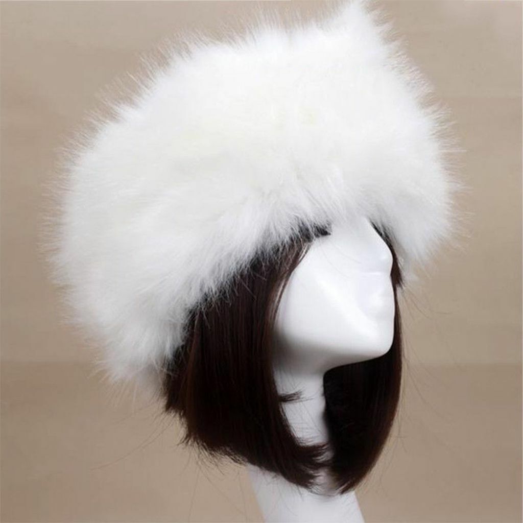 Women's Winter Russian Fluffy Faux Fur Headband Hat Thick Ear Warm Snow Ski Cap