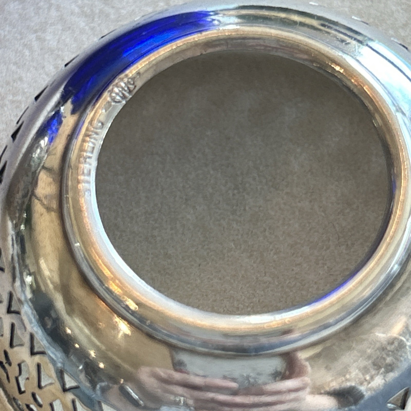 Lot of 2 Antique Webster Salt Cellars 2 Spoons Sterling Silver Blue Cobalt Glass