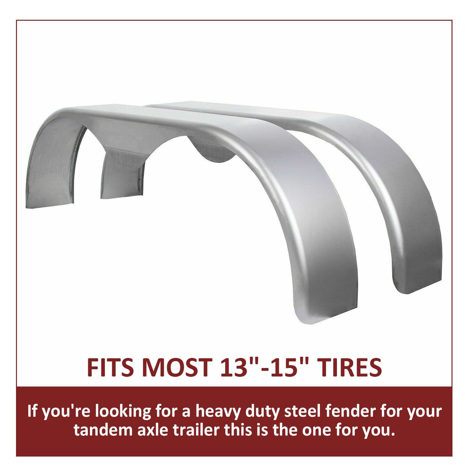 2PC Tandem Trailer Fender Double Axle For 13"-15" Teardrop Enclosed Trailers