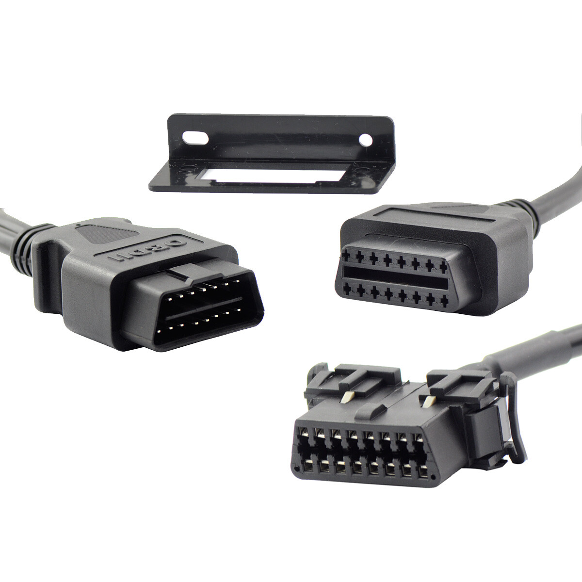 50cm 16 Pin Male to Female Adapter OBD 2 Splitter Y Cable with Underdash Bracket