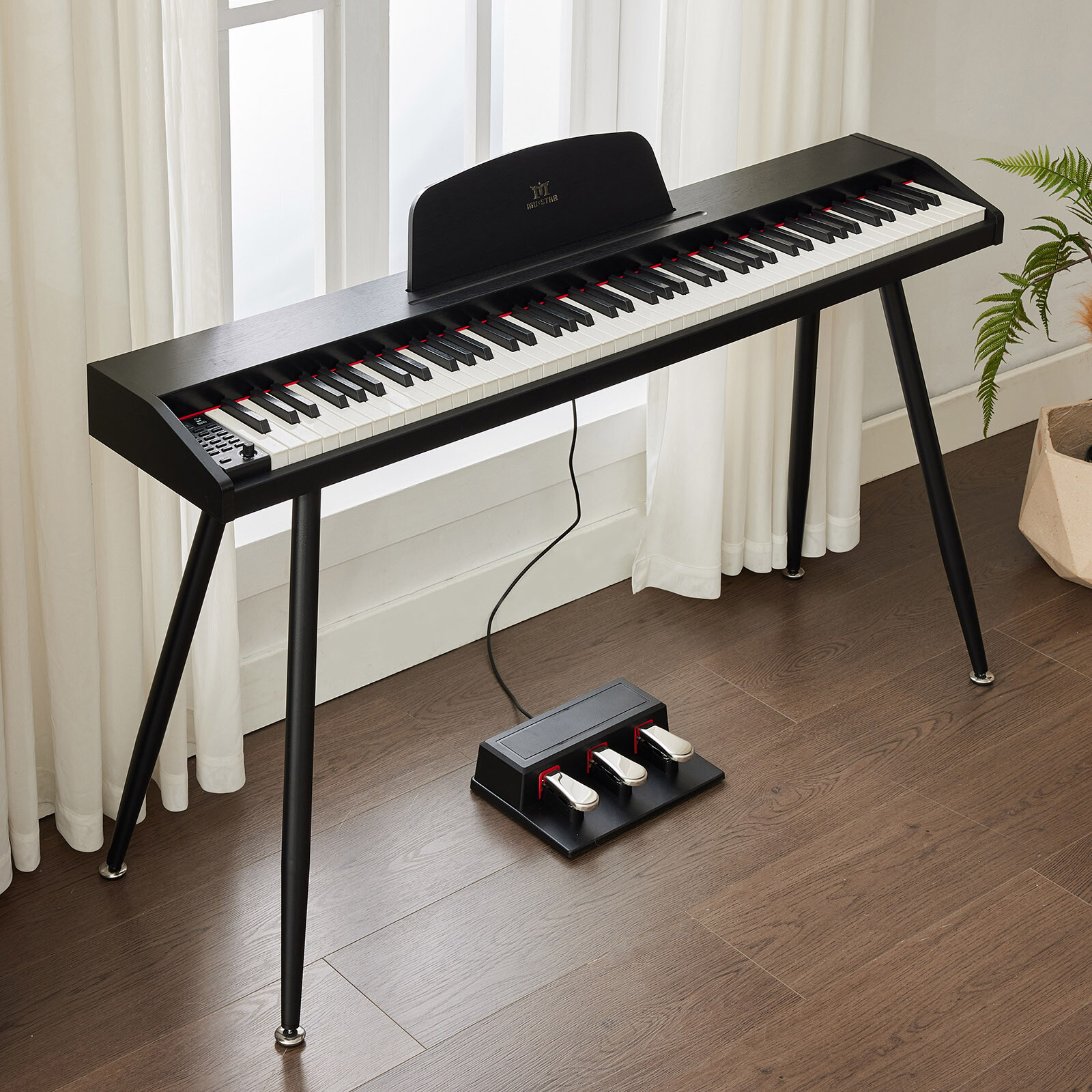 MUSTAR 88-Key Semi Weighted Digital Piano with MIDI, Triple Pedal