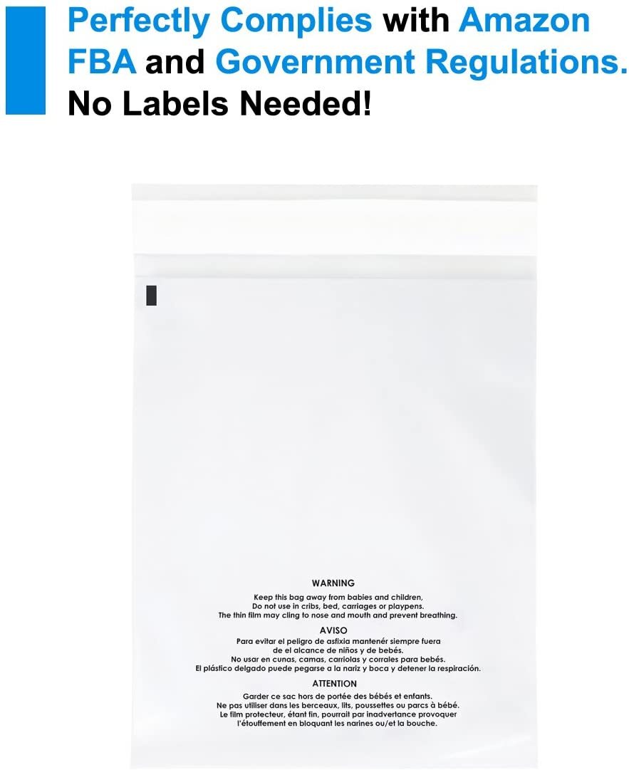 Pick Size & Quantity Resealable Suffocation Warning Poly Bags Mailers Amazon FBA