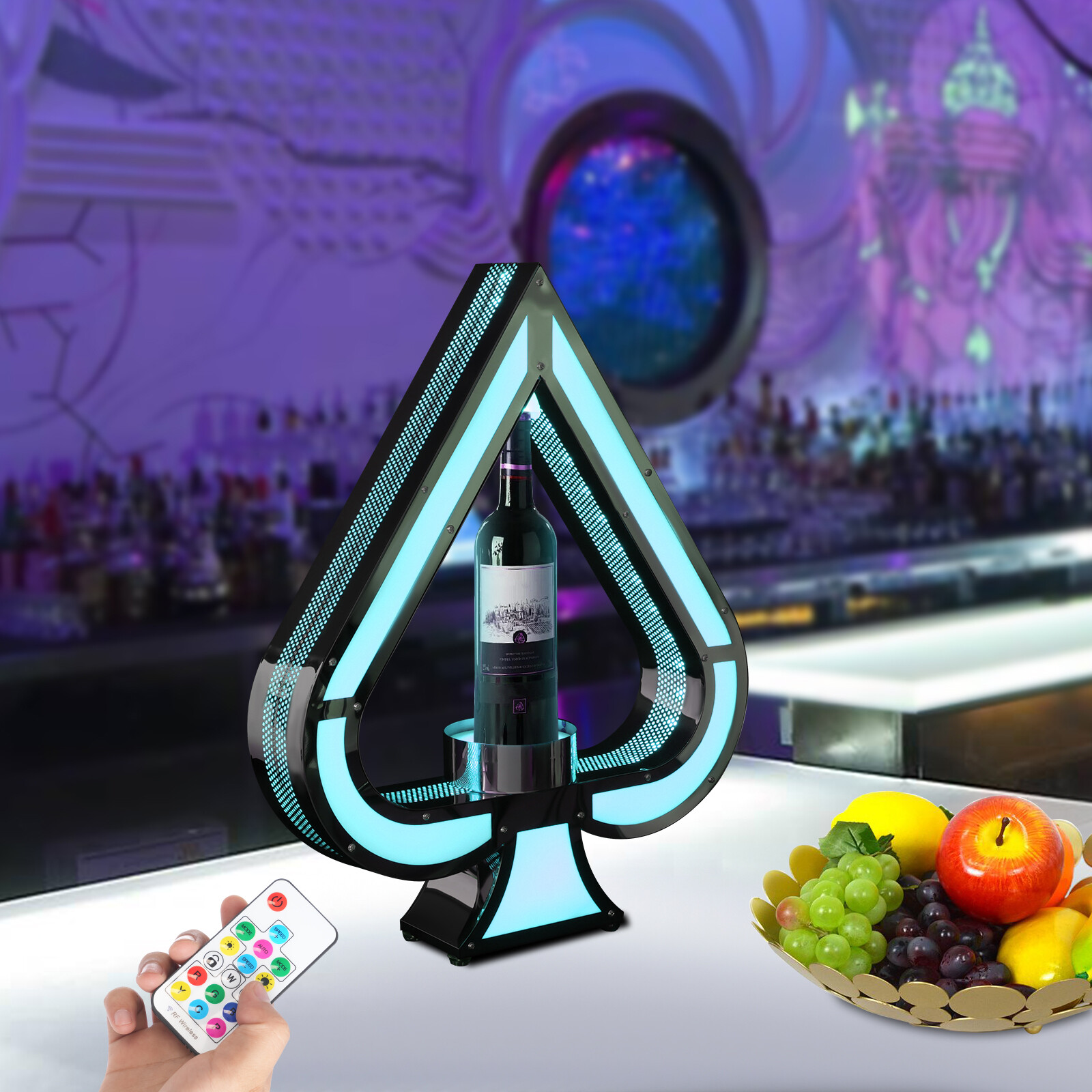 Acrylic Lighted Liquor Bottle Display Shelf Champagne Bottle Display Stand LED