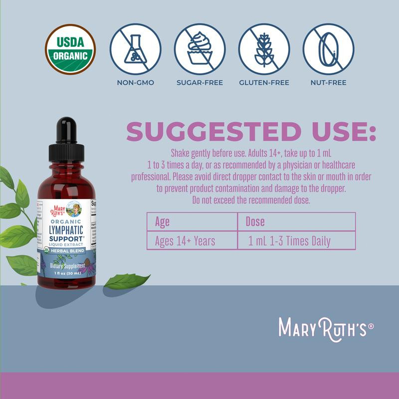 MaryRuth's Lymphatic Support Herbal Blend Liquid Drops - USDA Organic Lymphatic