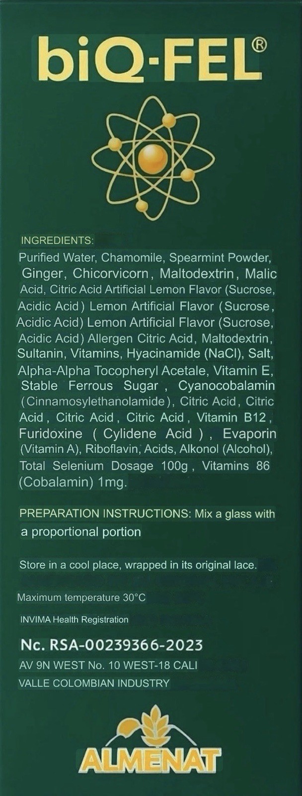 ✅ 1 BIQ-FEL - 500 ML (ORIGINAL) REMPLAZO DEL VITAFER L-GOLD ORIGINAL BIQFEL ✅